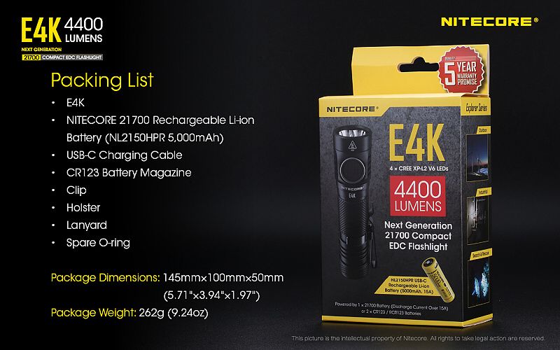 NITECORE Svietidlo E4K - čierne (NC-E4K)