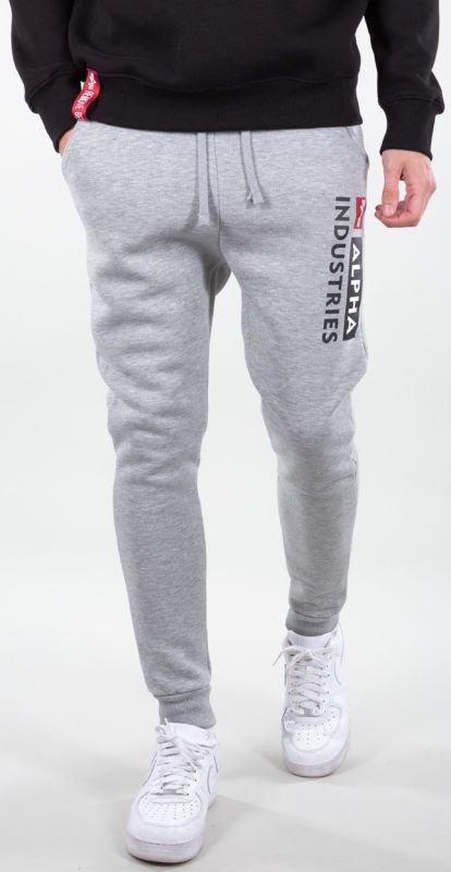 ALPHA INDUSTRIES Dlhé nohavice teplákové Block-Logo Jogger - grey heather (118361/17)