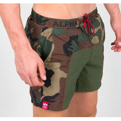 ALPHA INDUSTRIES Krátke nohavice CAMO SWIM na plávanie - woodland (196932/408)