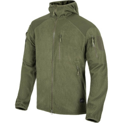 HELIKON Bunda Alpha s kapucňou Grid fleece - olive green (BL-ALH-FG-02)