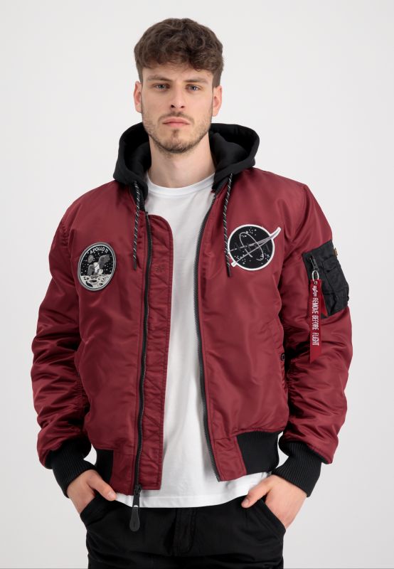 ALPHA INDUSTRIES Bunda MA-1 VF Hood Dark Side - burgundy (108108/184)