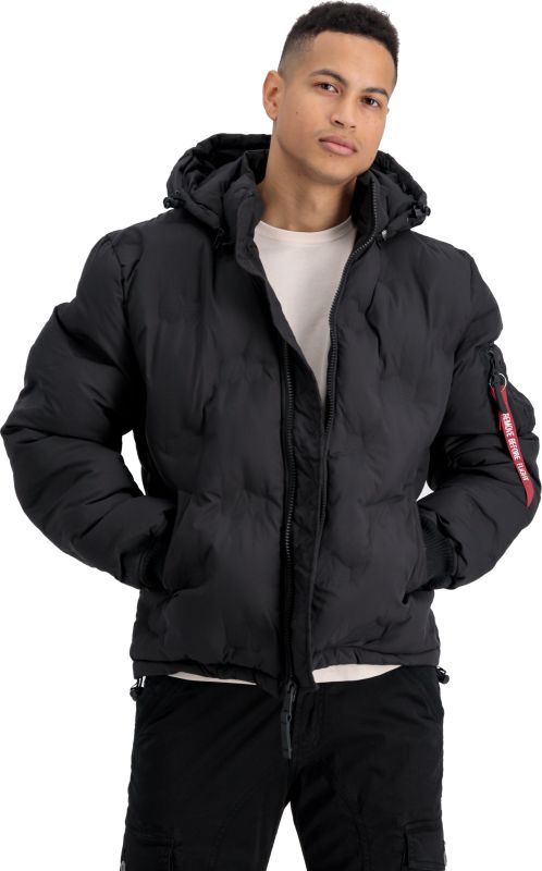 ALPHA INDUSTRIES Bunda Hooded Logo Puffer - čierna (108107/03)