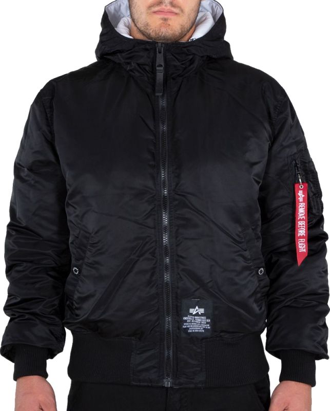 ALPHA INDUSTRIES Bunda Hooded Puffer FD Rev. - čierna/biela (198117/95)