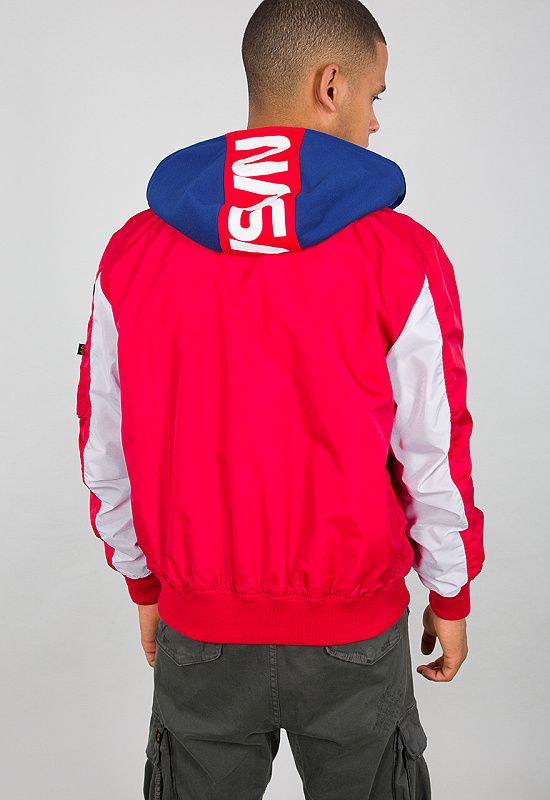 ALPHA INDUSTRIES Bunda MA-1 TT Hood NASA - speed red (126107/328)