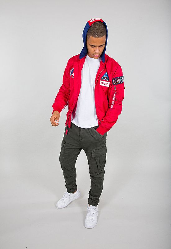 ALPHA INDUSTRIES Bunda MA-1 TT Hood NASA - speed red (126107/328)