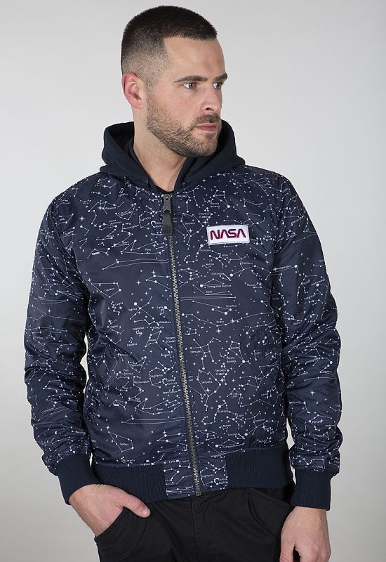 ALPHA INDUSTRIES Bunda MA-1 LW HD NASA Glow Rev. - modrá (116106/07)