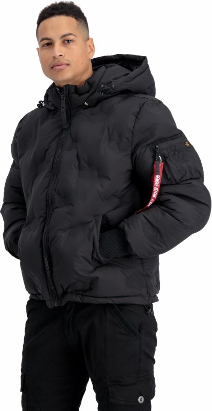 ALPHA INDUSTRIES Bunda Hooded Logo Puffer - čierna (108107/03)