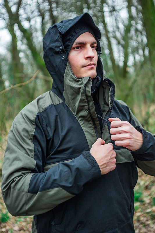 HELIKON Bunda Anorak Woodsman - čierna / taiga green (KU-WDN-DC-0109A)