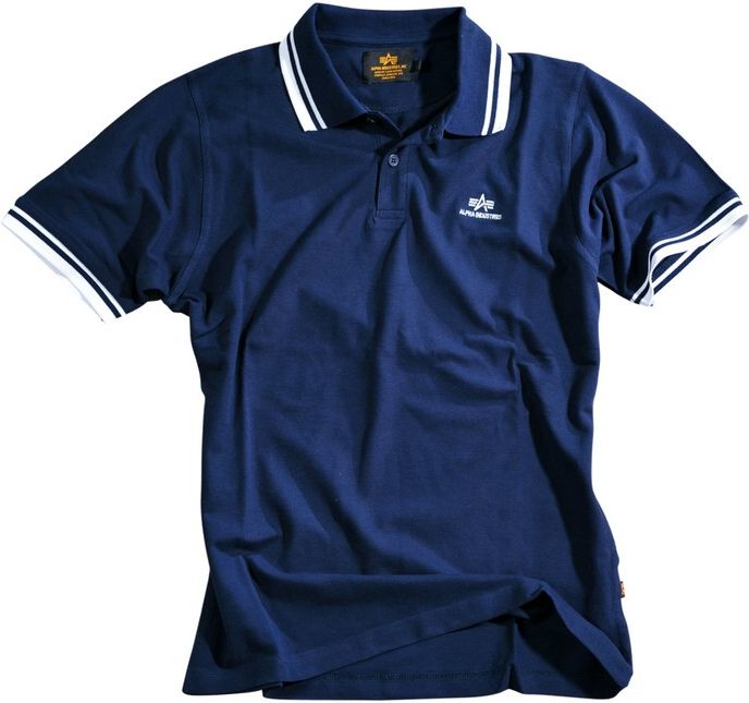 ALPHA INDUSTRIES Tričko Twin Stripe Polo II - navy (166602/98)