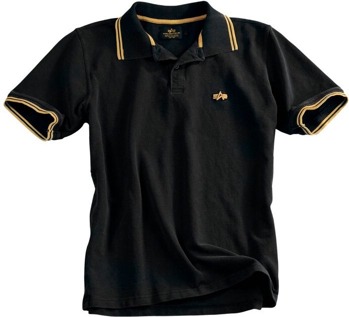 ALPHA INDUSTRIES tričko Twin Stripe Polo II, čierne/žlté, 166602/214