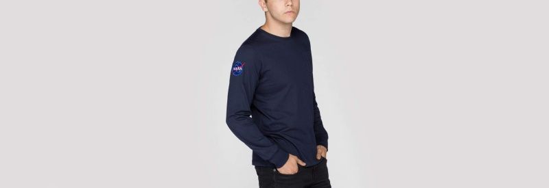 ALPHA INDUSTRIES Tričko NASA LS - modré (176532/07)