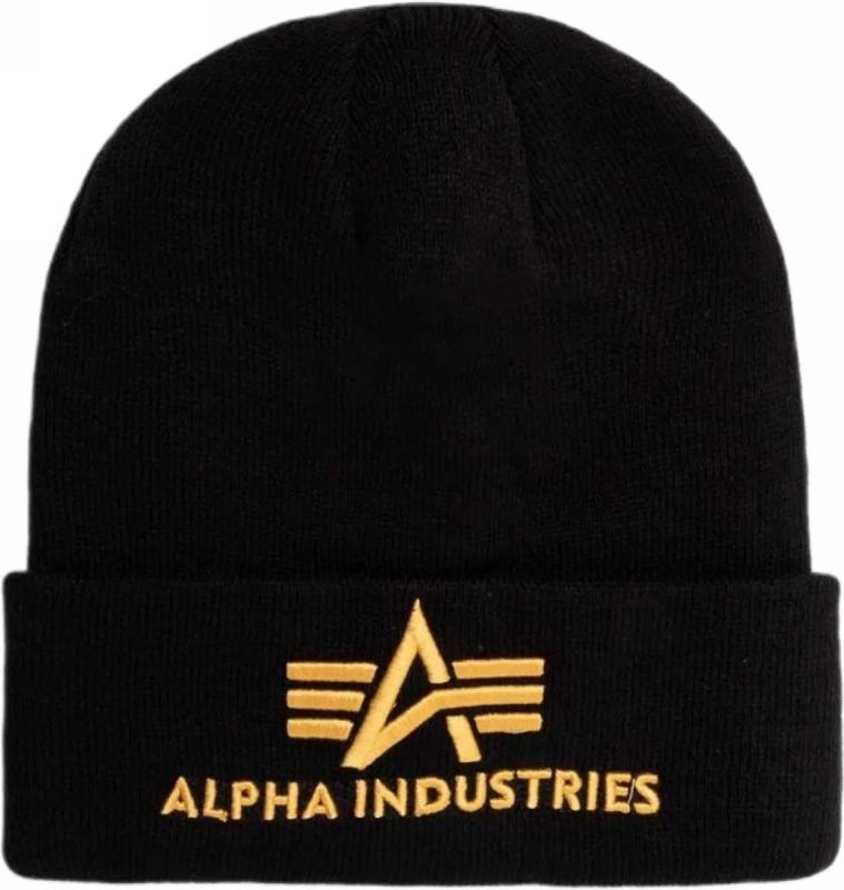 ALPHA INDUSTRIES Čiapka 3D Beanie - black / yellow gold (168910/583)