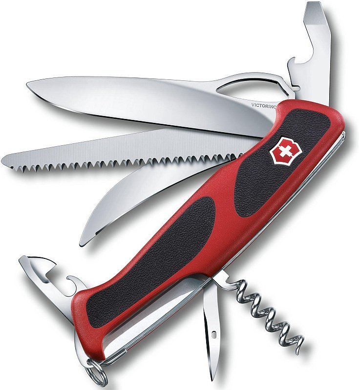 VICTORINOX Zatvárací nôž RangerGrip 57 Hunter - červený / čierny (0.9583.MC)