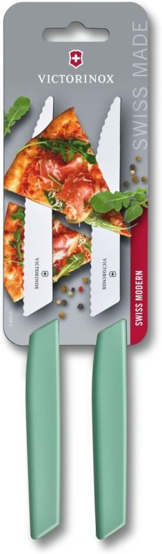 VICTORINOX Nôž SwissModern na steak a pizzu 12cm, 2ks - mint green (6.9006.12W41B)