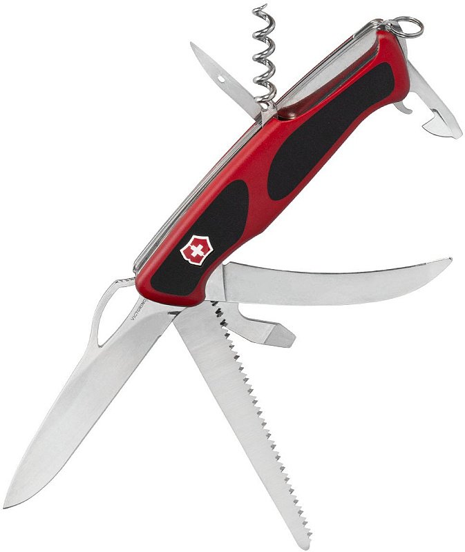 VICTORINOX Zatvárací nôž RangerGrip 57 Hunter - červený / čierny (0.9583.MC)