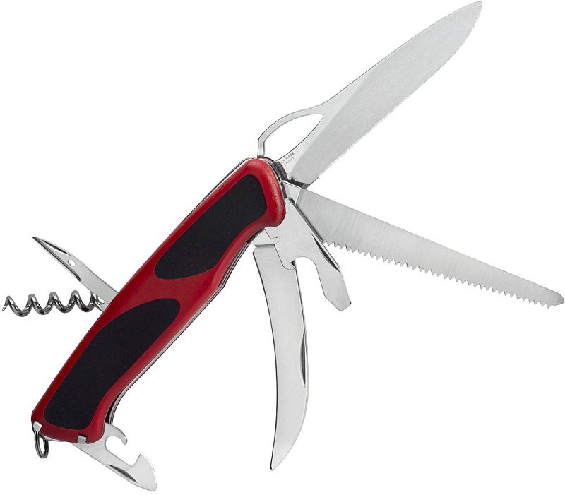 VICTORINOX Zatvárací nôž RangerGrip 57 Hunter - červený / čierny (0.9583.MC)