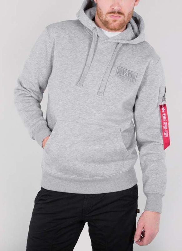 ALPHA INDUSTRIES Mikina Red Stripe Hoody - šedá (178314/17)