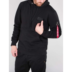 ALPHA INDUSTRIES Mikina Red Stripe Hoody - čierna (178314/03)