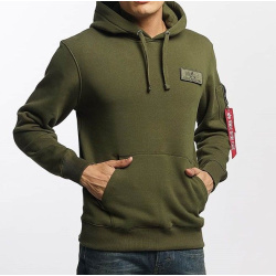 ALPHA INDUSTRIES Mikina Red Stripe Hoody - dark green (178314/257)