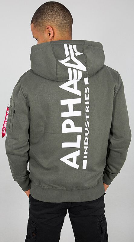 ALPHA INDUSTRIES Mikina Back Print Hoody - dark olive (178318/142)