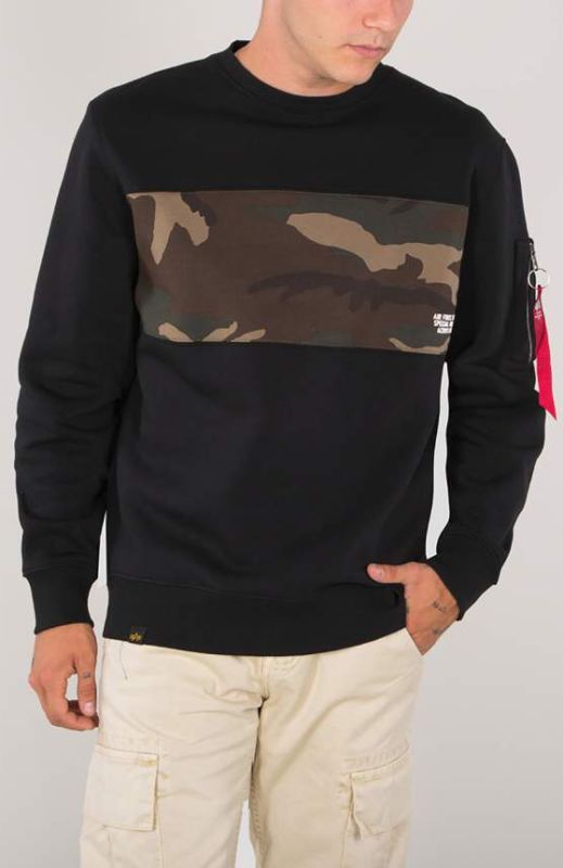 ALPHA INDUSTRIES Mikina Camo Bar Sweater - čierna (188303/03)