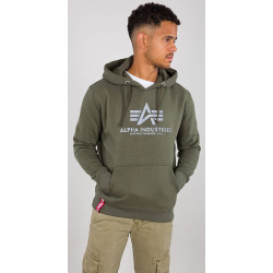 ALPHA INDUSTRIES Mikina Basic Hoody Reflective Print - dark olive (178312RP/142)