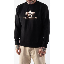 ALPHA INDUSTRIES Mikina Basic Sweater Foil Print - black/gold (178302FP/365)