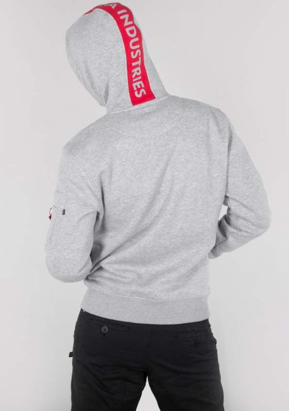 ALPHA INDUSTRIES Mikina Red Stripe Hoody - šedá (178314/17)