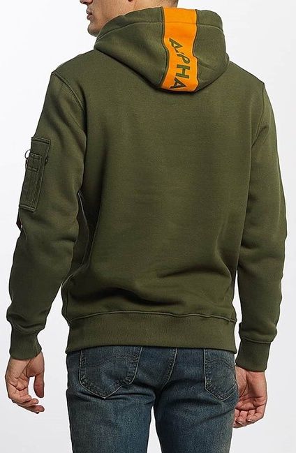 ALPHA INDUSTRIES Mikina Red Stripe Hoody - dark green (178314/257)