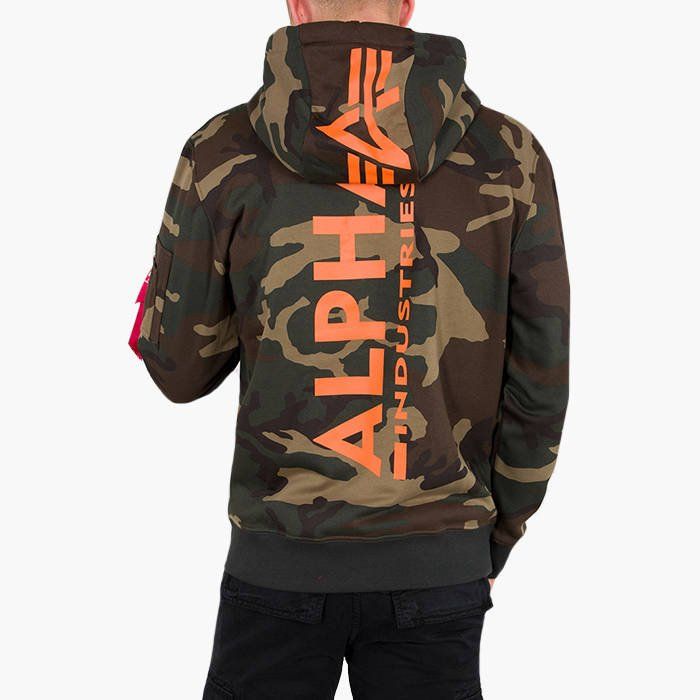 ALPHA INDUSTRIES Mikina Back Print Hoody - woodland camo 65 (178318C/408)