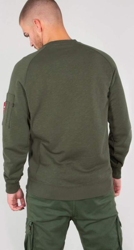 ALPHA INDUSTRIES Mikina Solid Crew Neck - dark olive (188301/142)