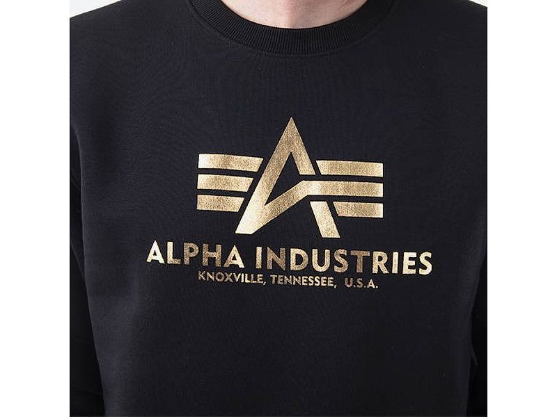 ALPHA INDUSTRIES Mikina Basic Sweater Foil Print - black/yellow gold (178302FP/583)