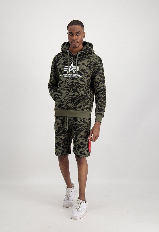 ALPHA INDUSTRIES Mikina Basic Hoody Camo - brushstroke green (178312C/634)