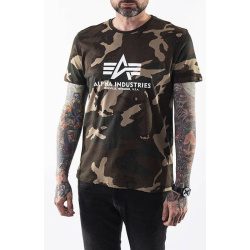 ALPHA INDUSTRIES Tričko BASIC - woodland camo (100501C/408)