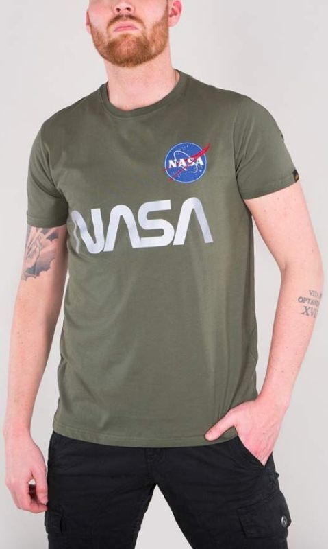 ALPHA INDUSTRIES Tričko NASA Reflective T - dark olive (178501/142)