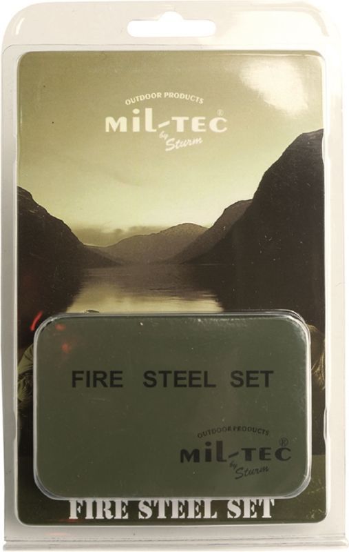 MILTEC Fire steel, horčíkový zapaľovač SET v krabičke (15275000)