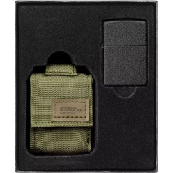 ZIPPO Sada zapaľovač a puzdro BLACK CRACKLE (30056)