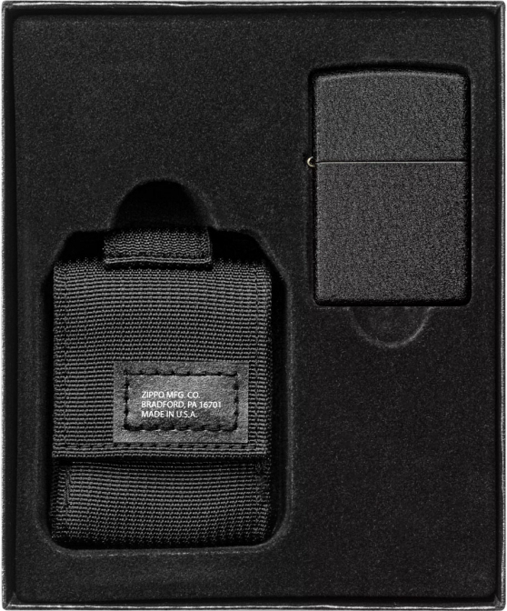 ZIPPO Sada zapaľovač a puzdro BLACK CRACKLE - black (30058)