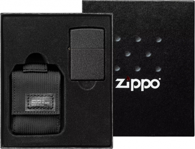 ZIPPO Sada zapaľovač a puzdro BLACK CRACKLE - black (30058)