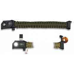 BARBARIC Paracord náramok Survival so svetlom - green (33905-VE)