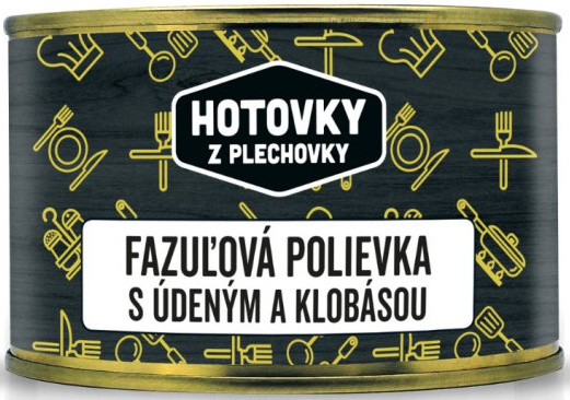 HOTOVKY Z PLECHOVKY Fazuľová polievka s údeným a klobásou 400ml