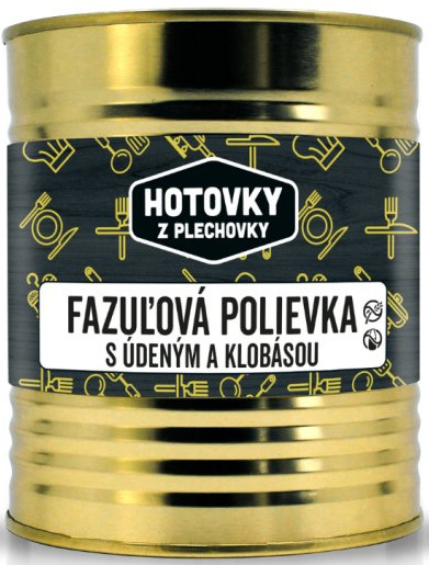 HOTOVKY Z PLECHOVKY Fazuľová polievka s údeným a klobásou 800ml