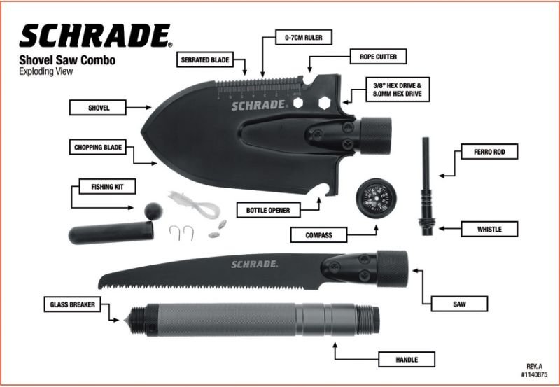 SCHRADE Multifunkčná sada lopatka/pílka/survival set (SCH1124292)