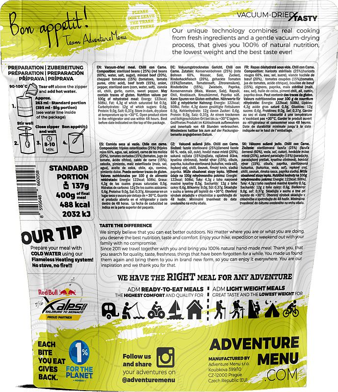 ADVENTURE MENU Light Chilli con carne 206g/600g