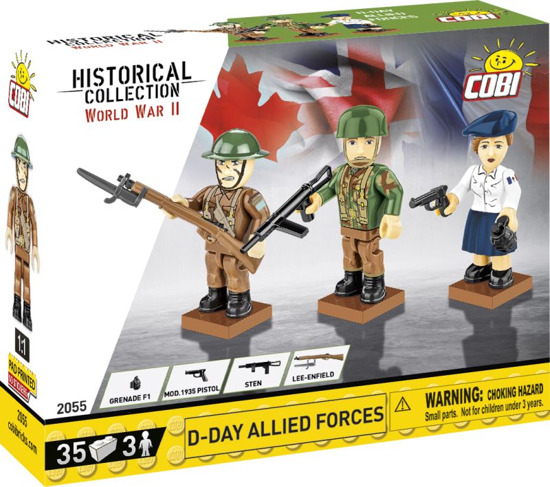 COBI Stavebnica 3 figurky s doplnkami D-Day Allied Forces (COBI-2055)