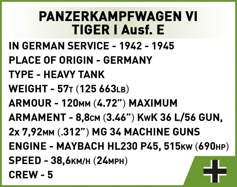 COBI Stavebnica HC WW2 Panzerkampfwagen VI Tiger I Ausf. E - Executive Edition (COBI-2587)