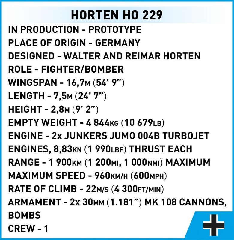 COBI Stavebnica HC WW2 Horten Ho 229 (COBI-5757)