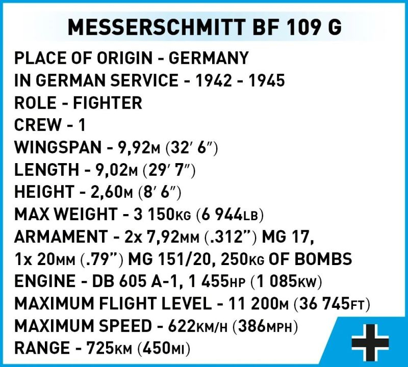 COBI Stavebnica HC WW2 Messerschmitt BF 109 G (COBI-5870)