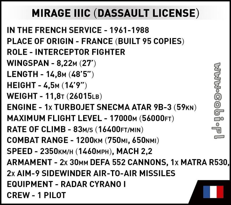 COBI Stavebnica AF Mirage IIIC white (COBI-5818)