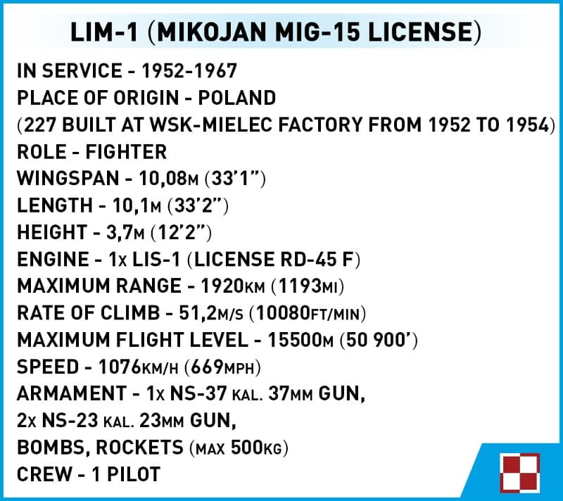 COBI Stavebnica HC CW Lim-1 Polish Air Force 1952 (COBI-5822)